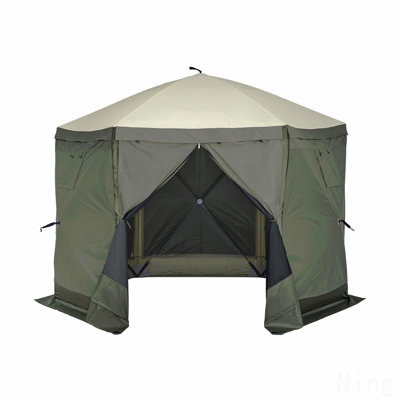 Pavillon de jardin escamotable 10X10FT, moustiquaire pour l'extérieur avec fenêtres en filet