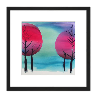 Winter Forest Tree Japanese Abstract - Single Picture Frame Print