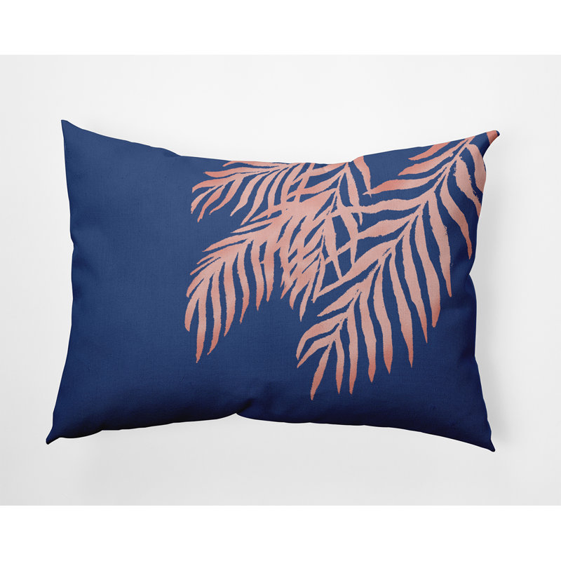 Reversible Throw Pillow, Navy Blue/Pink Floral