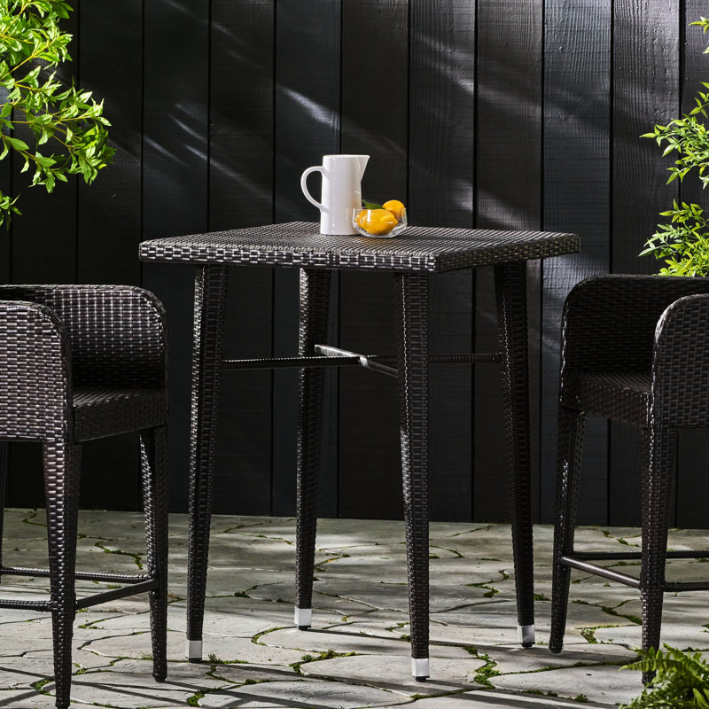 Table de bar carrée 32 po - Extérieur avec base ferme, toutes saisons, H 41 po x l 32,5 po x P 32,5 po, structure en fer brun multi-teintes
