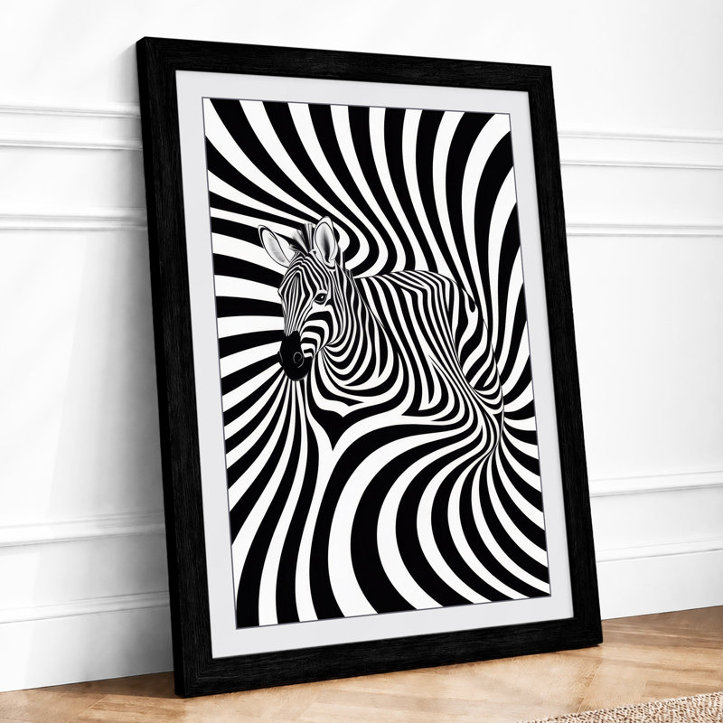 Zebra in Motion Abstract 1 Piece Single Picture Frame Wall Art, A4 - 29.7 x 21.0 cm, Black