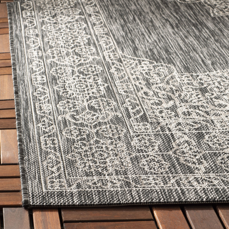 Arneshia Floral Brown/Tan Indoor/Outdoor Area Rug, Square 6'7"
