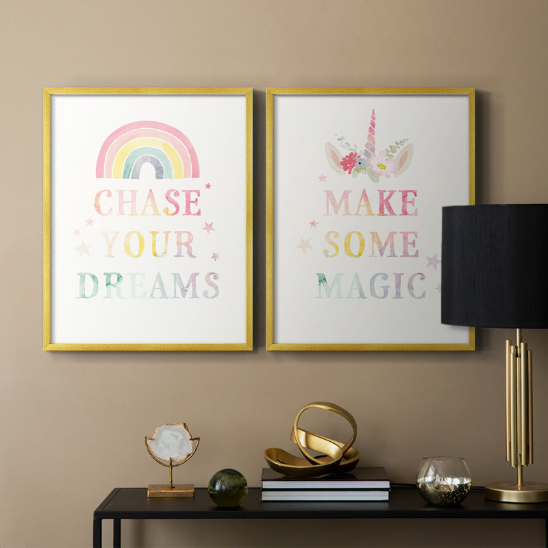 «Sweet Unicorn III», reproduction encadrée de qualité supérieure - prête à être accrochée - aucun clou requis - aucun clou requis