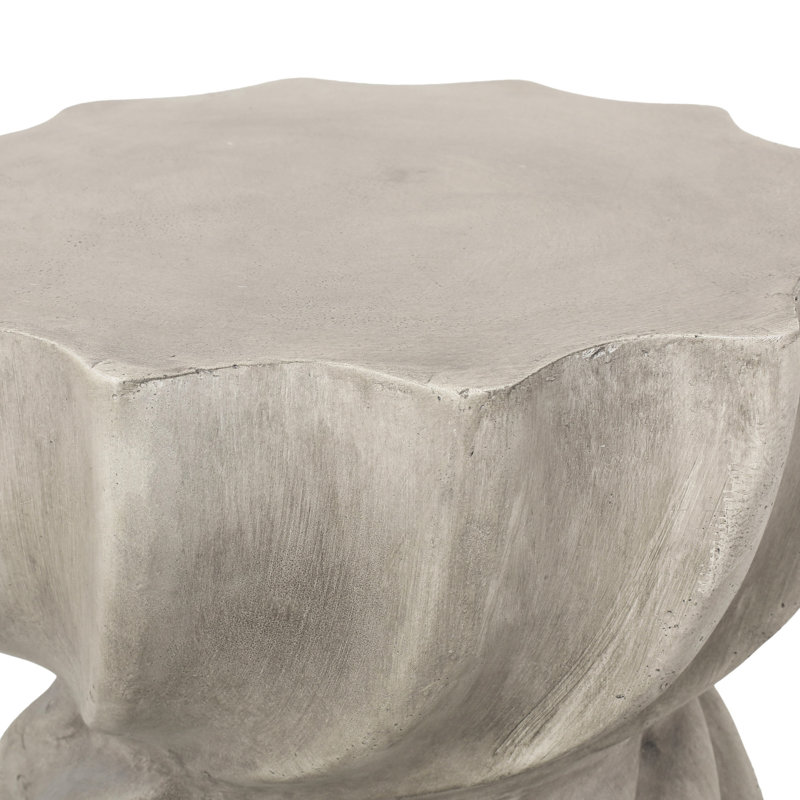 Side Table - Enhance Patio Elegance. Magnesium Oxide, Grey, 14"x14"x18.5", 17.01 Lb. Alluring Tabletop, Contemporary Design Transform Outdoor Look. Lightweight Concrete Piece, Grey Enrapturing