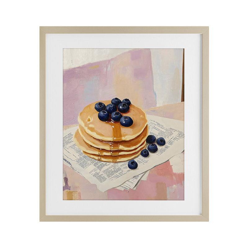 «Blueberry Pancakes with Syrup», impression sous verre encadrée, design par The Prints Vibe, 21 x 17