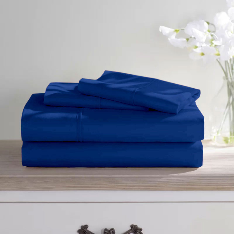 Ensemble de draps en microfibre douce 1800 Series Wayfair Basics®, Bleu royal