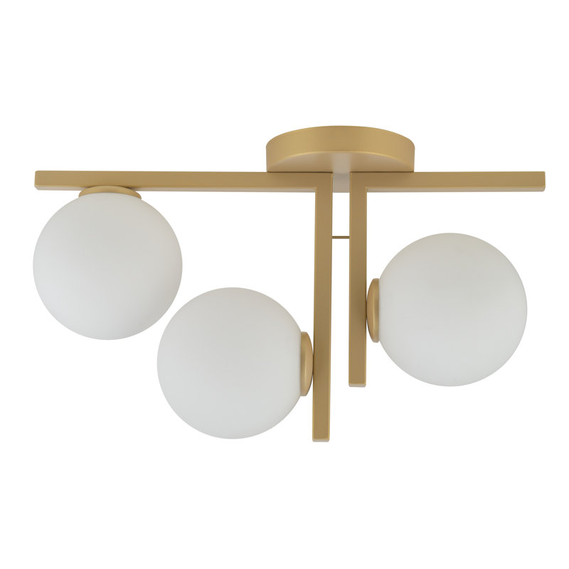 Glass Semi Flush Mount, Gold