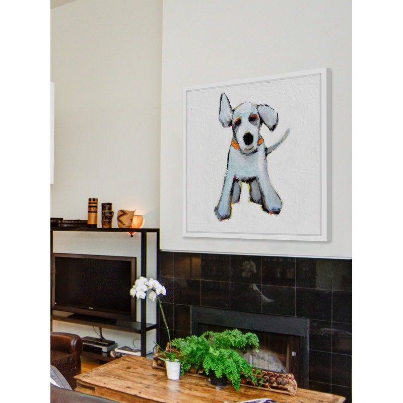 «Small White Pup», reproduction encadrée, H 12 po x l 12 po x P 1,5 po