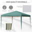 3 X 3m Height Adjustable Pop Up Gazebo, 210d Silver Coated Oxford Weather Resistant Canopy, Powder Coated Steel Frame, Outdoor Marquee Tent With Carry Bag For Garden Party Wedding, Green