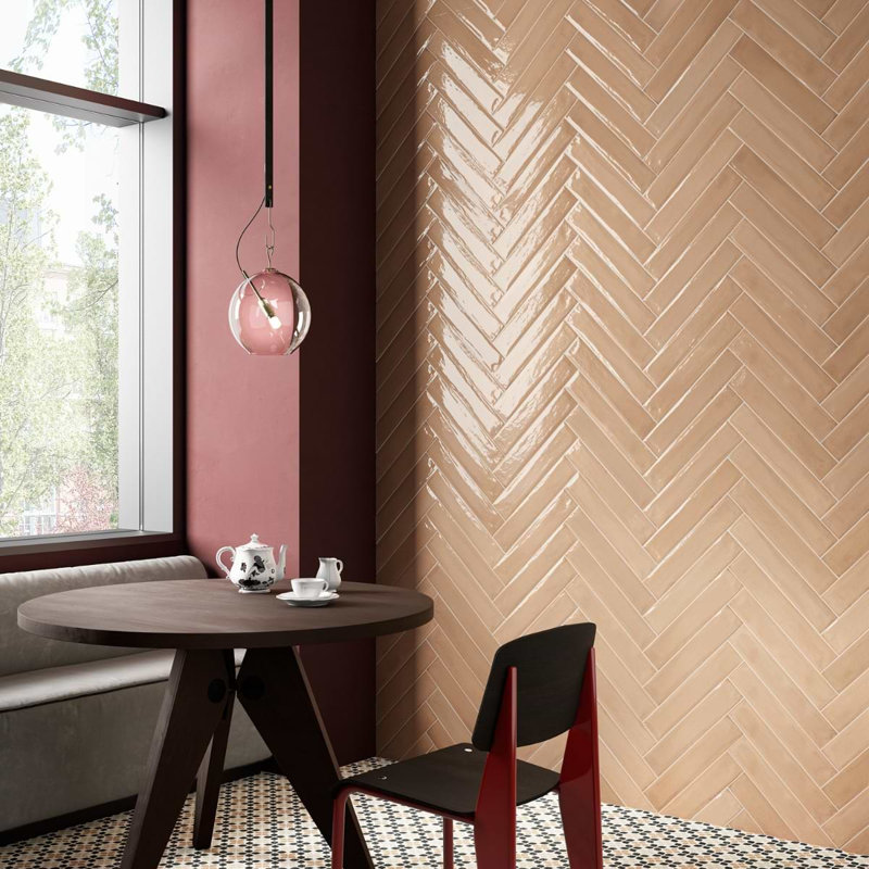Paint 3x16 Glossy Porcelain Tile, Terracotta Brown