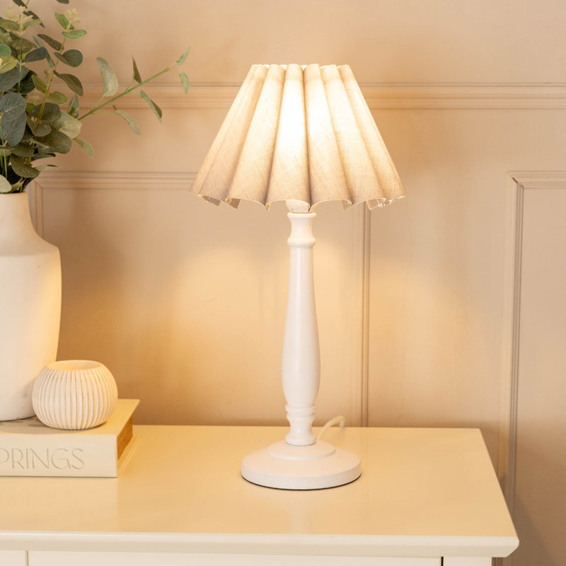 Rusne Table Lamp, White, No, Grey
