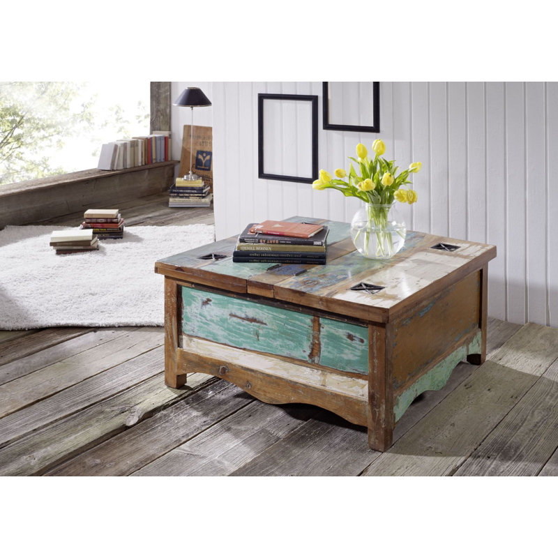 Nature Of Spirit Solid Wood Four Leg Coffee Table with Storage