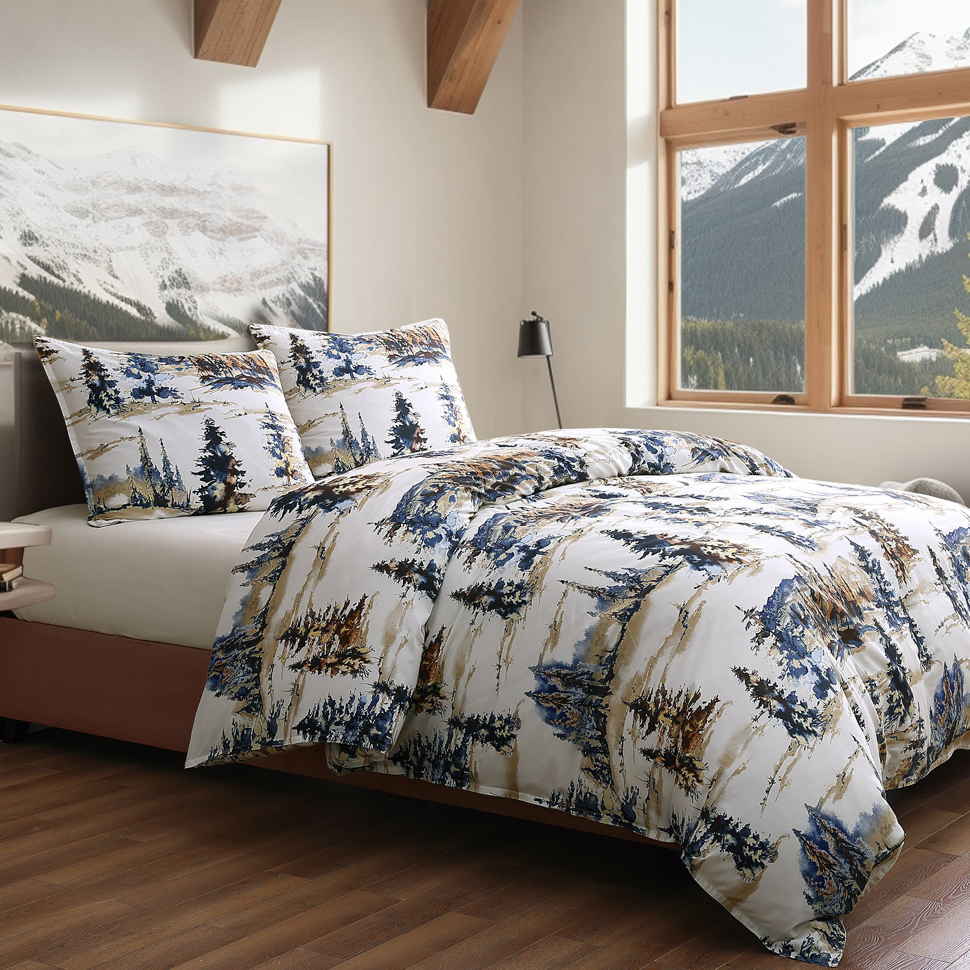 https://assets.wfcdn.com/im/24140575/compr-r85/2493/249384458/white-blue-copper-forest-print-cabin-lodge-rustic-cotton-duvet-set.jpg