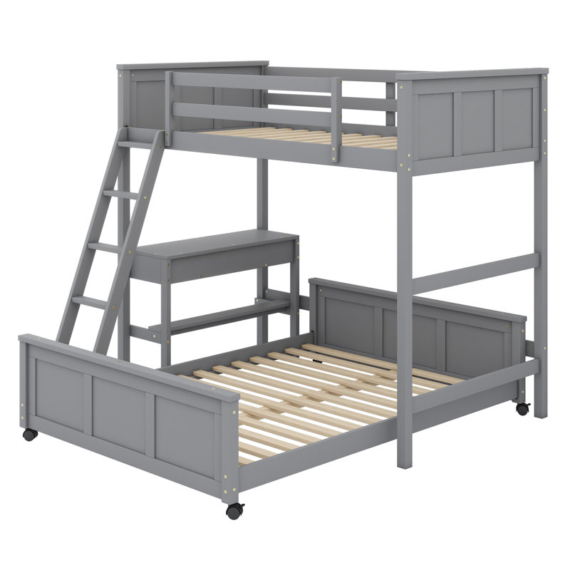 Lit superposé avec bureau, Gris