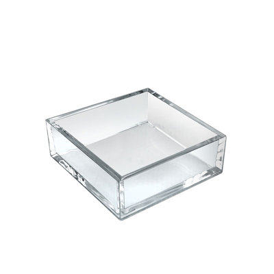 Organisateur de plateau carré de luxe 5,875 "x 5,875" en acrylique transparent pour bureau ou comptoir, paquet de 4