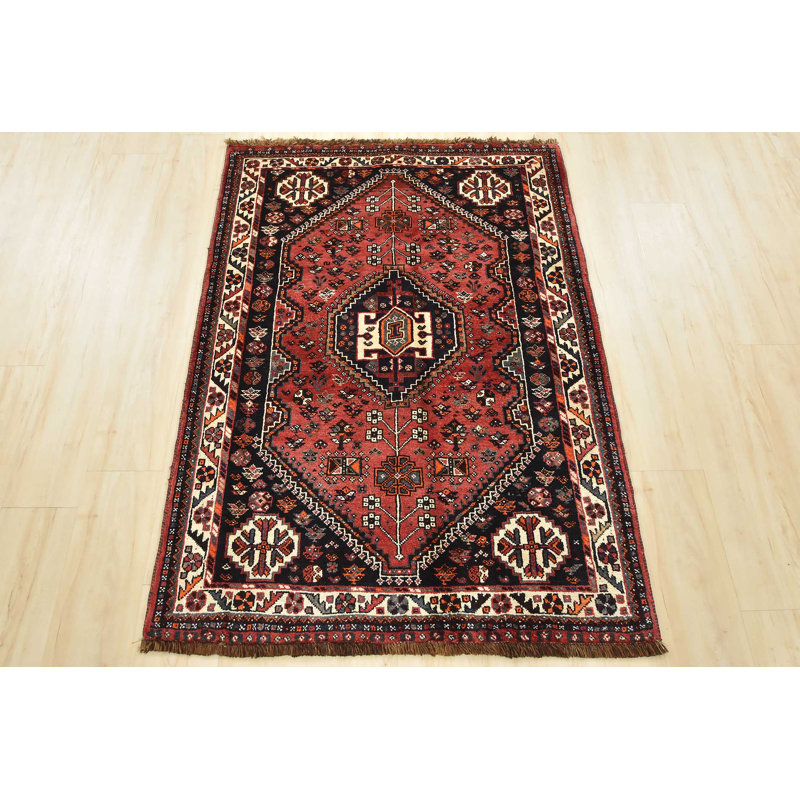 Tapis rouge en laine années 1990 3 pi 7 po x 5 pi 1 po Graydin