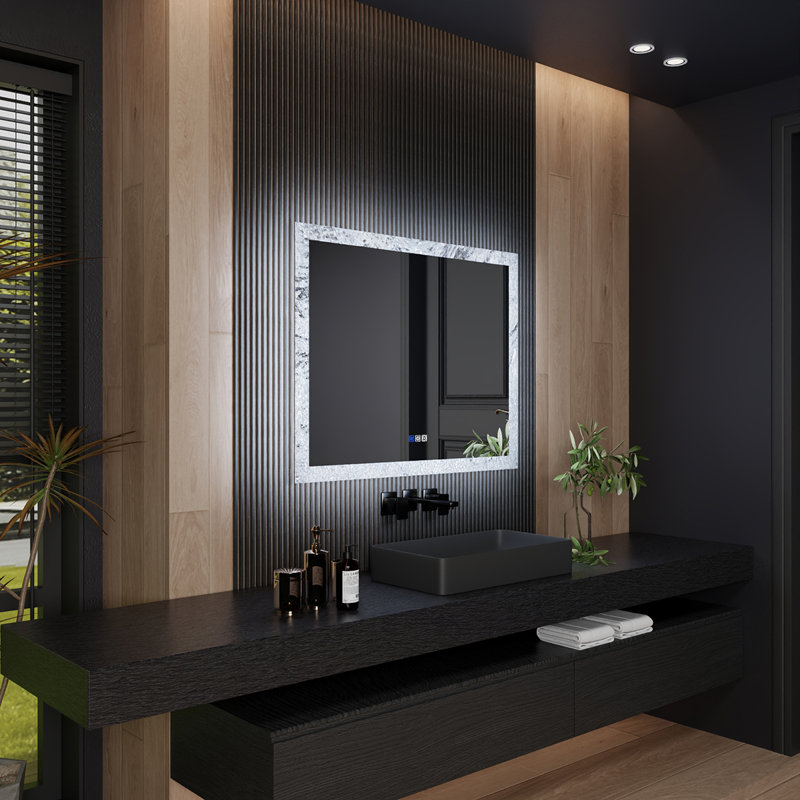 Miroir de salle de bain à DEL sans cadre, 40 po x 32 po