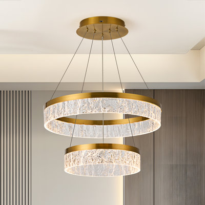 Modern Led Gold Chandelier With 2 Rings