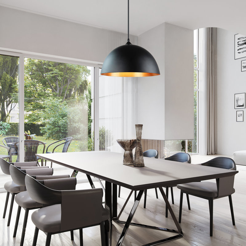 Luminaire suspendu en forme de dôme noir à 1 lumière Ghala
