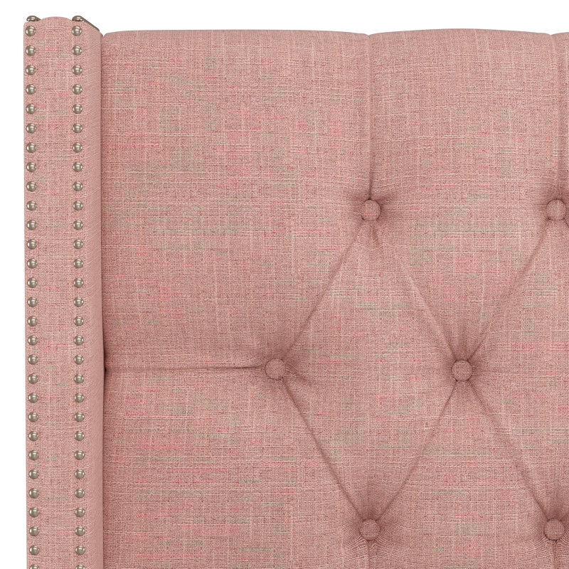 Lit tapissier standard Casstown, Très grand, Lin quartz rose texturé Zuma