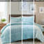 Édredon double / grand en fausse fourrure - bleu sarcelle, 2 taies décoratives chaudes grand format assorties-121327511