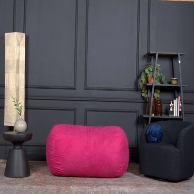 Fauteuil à billes cylindrique en suède de 4 pieds, fuchsia