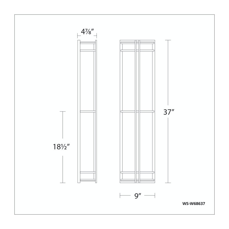 Skyscraper Outdoor Flush Mount, Stainless Steel, 3500K, 37" H x  9" W x 4.875" D