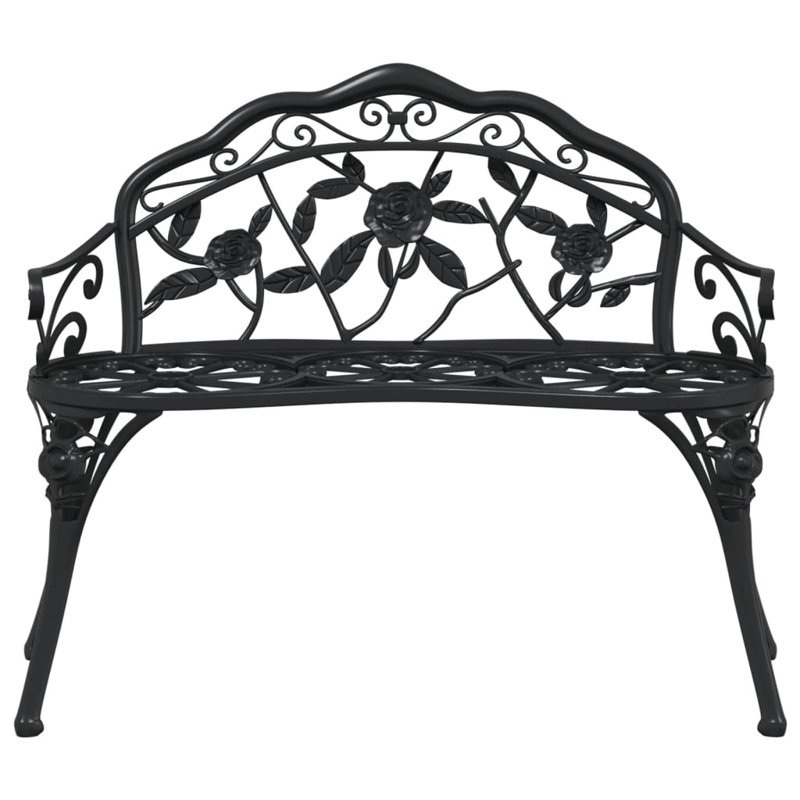 vidaXL Outdoor Patio Bench Garden Bench Furniture with Armrests Cast Aluminum, Black