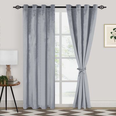 2 Panels Velvet Curtains with Tiebacks - Luxury Grommet Top Window Treatments Room Darkening Privacy Protect Drapes for Bedroom Living Room Home Decor