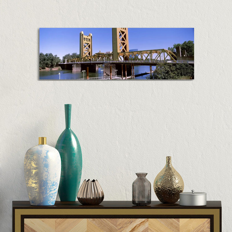 Tower Bridge, Sacramento, CA, USA 1 Piece Wrapped Canvas Panoramic Wall Art, 30.48 cm H x 91.44 cm W x 3.175 cm D