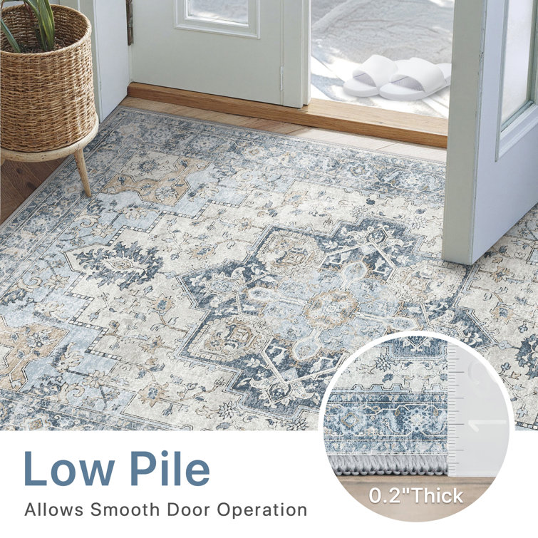 RoehitArea Rug for Living Room Machine Washable Rugs Non-slips Blue Rugs