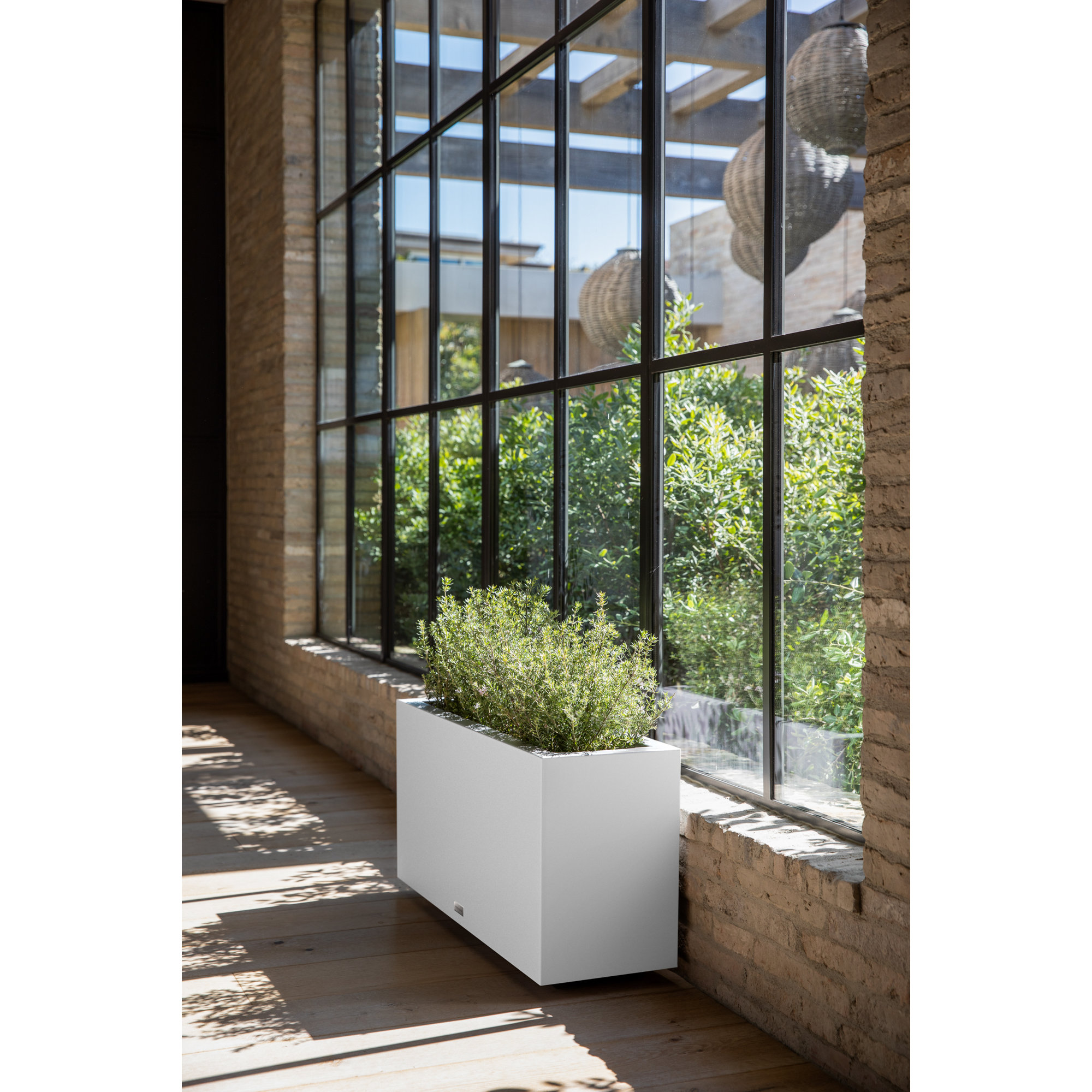 Block Series Long Box Planter, 16” H x 32” W x 10” D, White