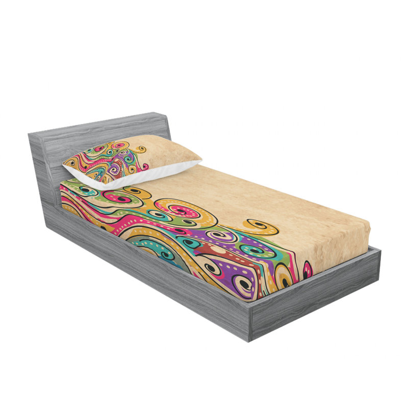 Microfiber Abstract Sheet Set, Twin XL Sheet Set with Fitted Sheet