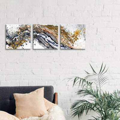 Turbulence by Patricia Pinto - 3 Piece Wrapped Canvas Panoramic Painting