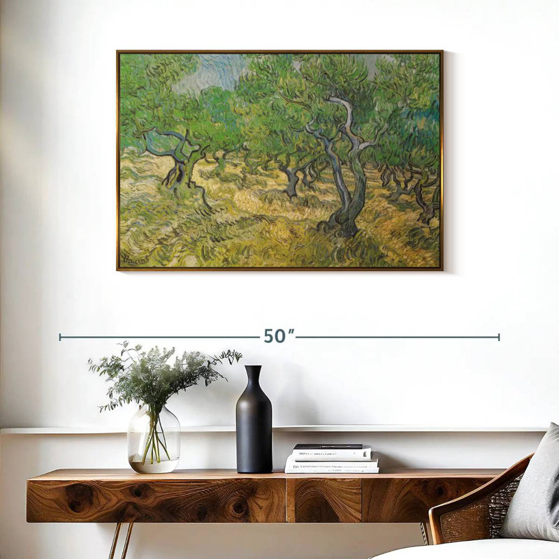 Olive Grove, 37 po x 25 po, Cadre flottant doré