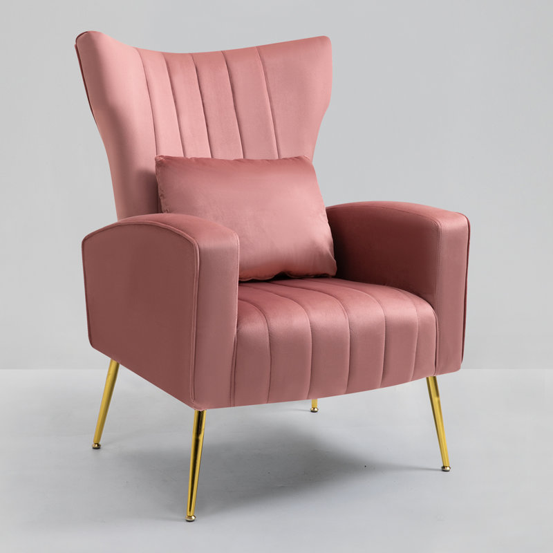 27' ' wide velvet armchair Mahith, Rose