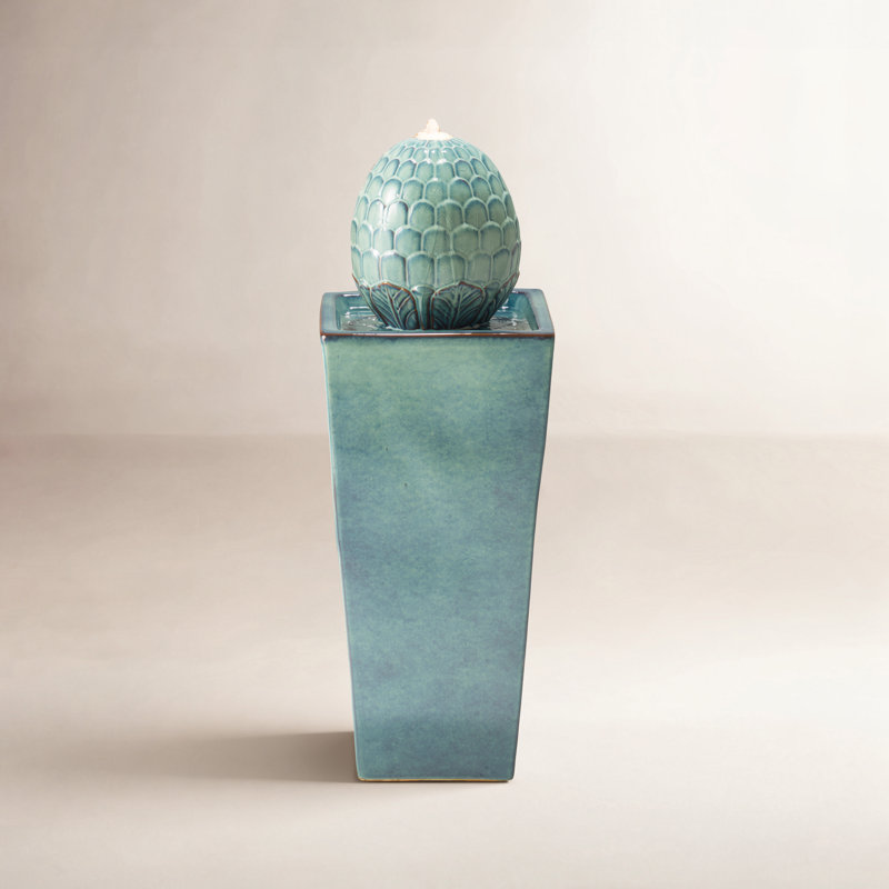 Fontaine surdimensionnée en céramique avec piédestal Ferrigno, Turquoise