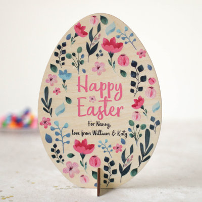 Johnston Personalised Easter Card In Wood, Wildflowers