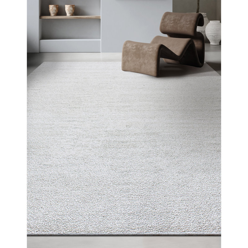 Hand Knotted Area Rug in White, Rectangle 8' x 10'