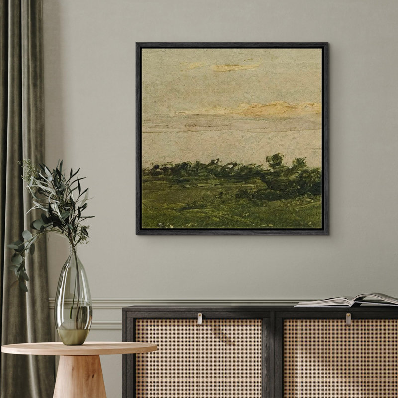 Rural Landscape " Panoramic Earth ", 16" H x 16" W, Black  Canvas