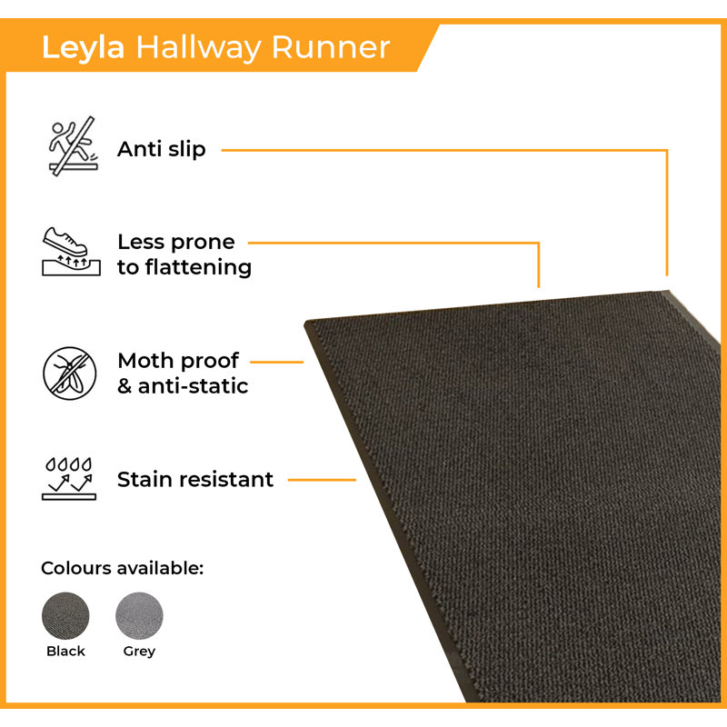 Runner Solid Colour Looped / Hooked Area Rug, Runner 91 x 180 cm