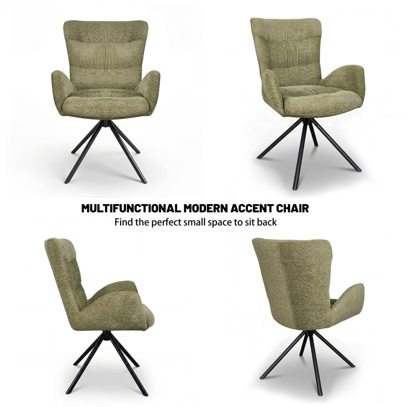 Upholstered Swivel Accent Chair with Tufted Seat, Green