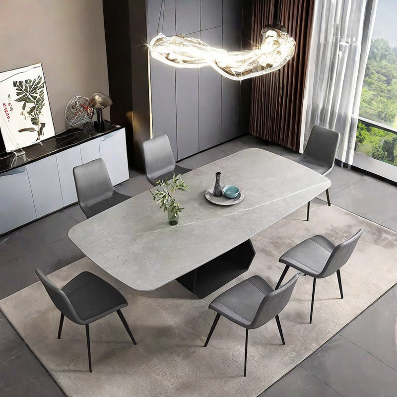 Ensemble de chaises de salle à manger Modern Luxurious Rock Plate, H 29,5 po x L 62,9 po x l 31,4 po