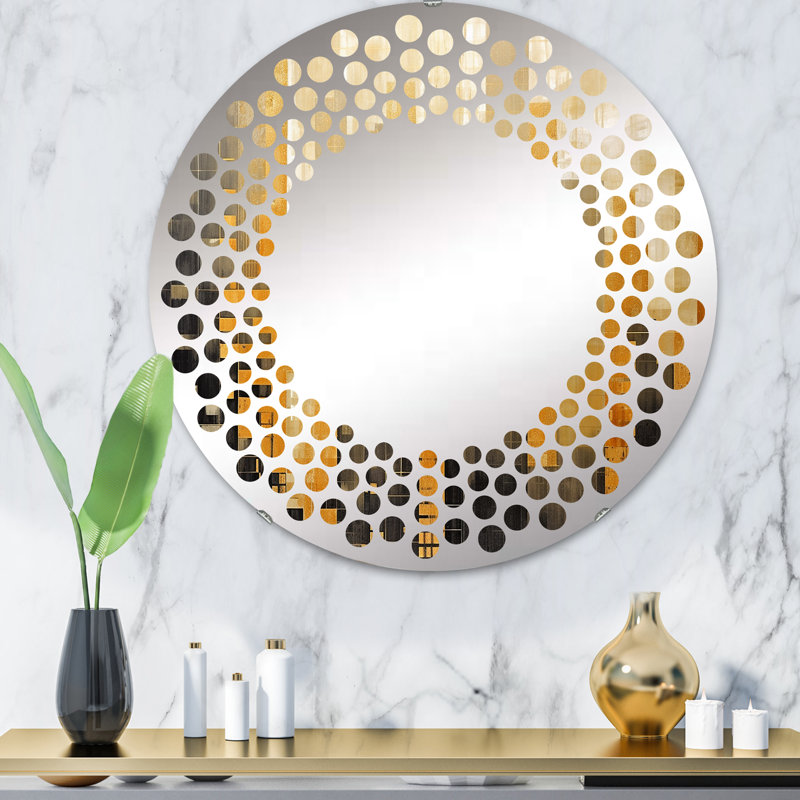 Circle Mirror, 32" H x 32" W, Brown/Yellow