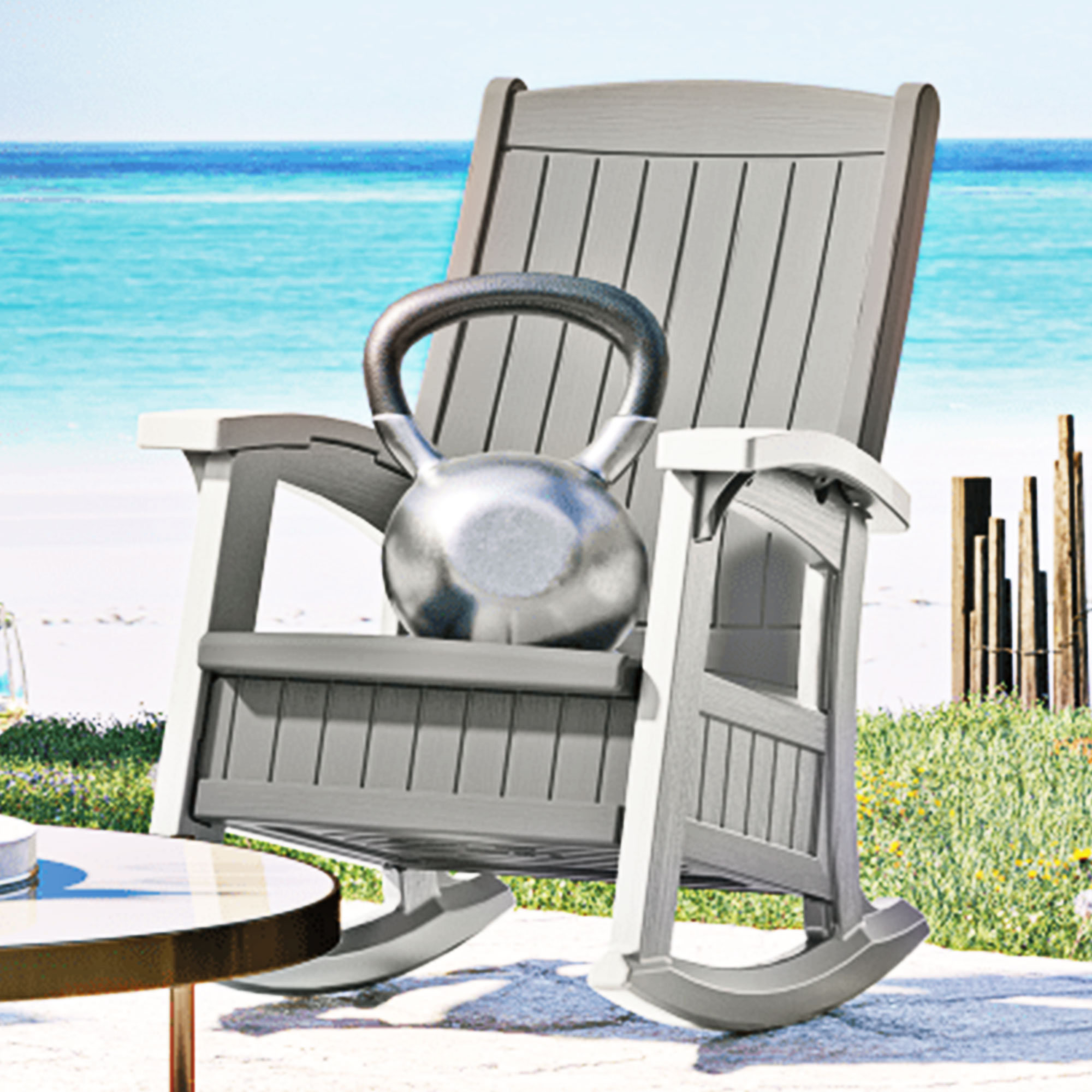 Suncast Outdoor Rocking Chair With Storage Reviews Wayfair Canada   Suncast Outdoor Rocking Chair With Storage 