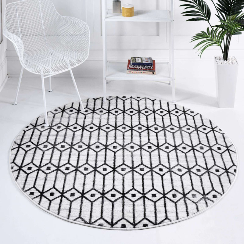 Clidy Abstract Indoor Rug, Round 8'