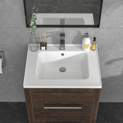 24"L x 18"W Bathroom Vanity Top Ceramic Drop In Single Basin Bathroom Sink with One Faucet Hole(No Base)