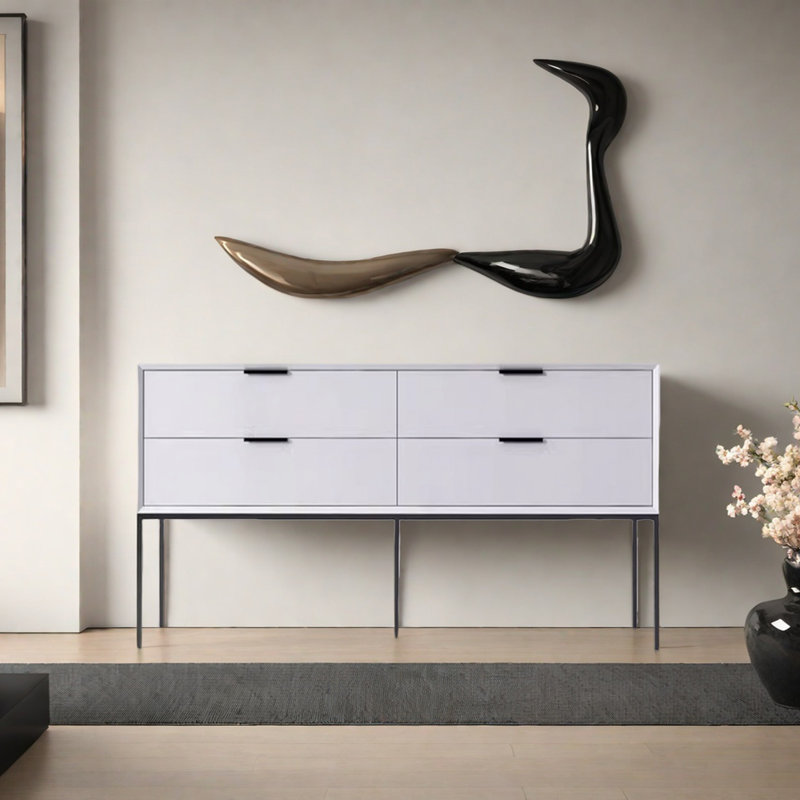 Modern Minimalist Practical Console Table, 31.5" H x 47.24" W x 15.75" D, White