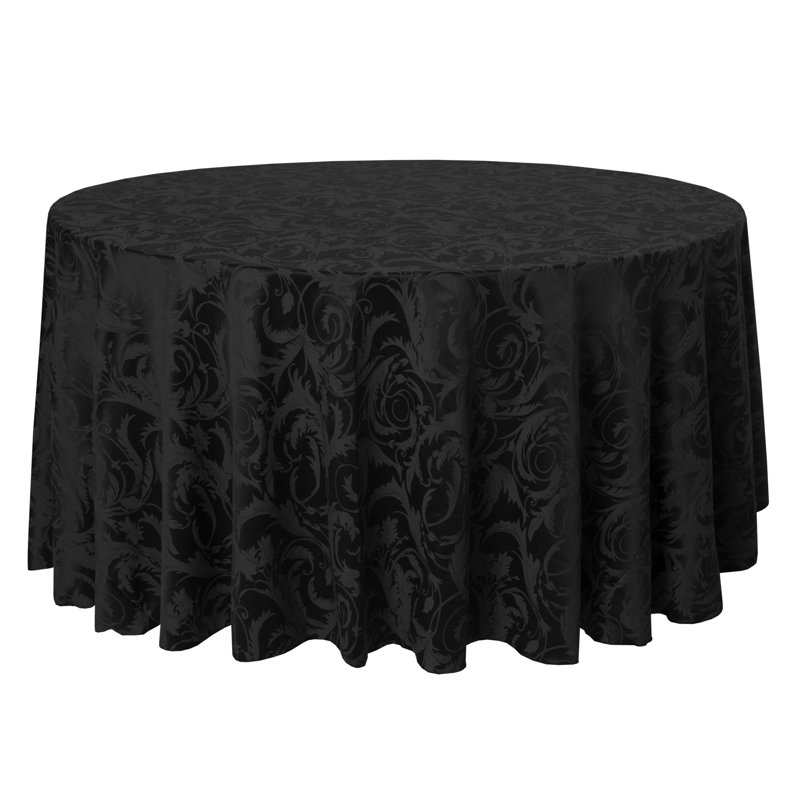 Solid Color Round Tablecloth, Black, 96" L x 96" W, 3