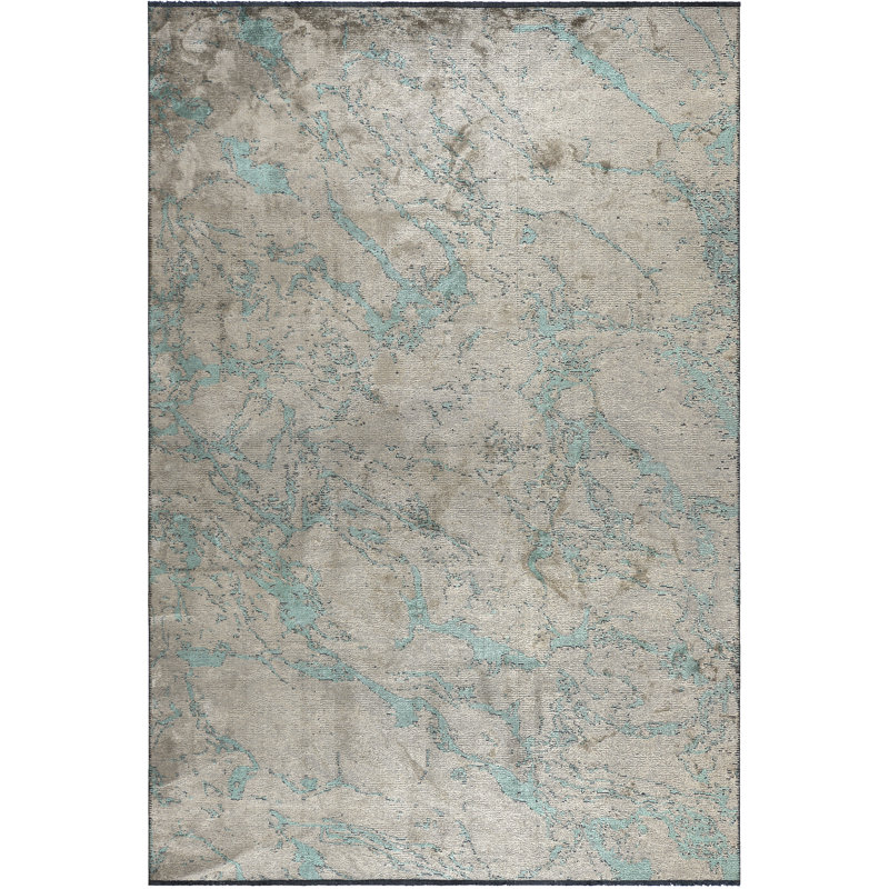 Tapis bleu sarcelle / gris Rapture, Rectangle 7 pi 10 po x 11 pi 2 po